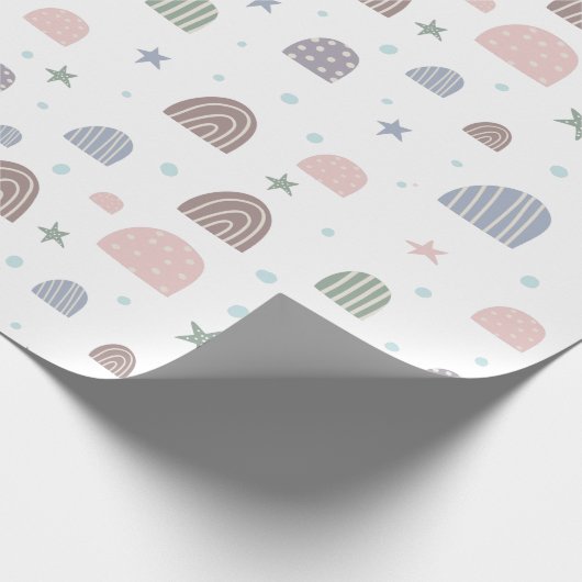 Pastellpapier für moderne Regenbogensterne Geschenkpapier (Ecke)