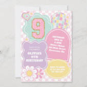 Pastellpastellpflaster 9. Geburtstag Einladung (Vorderseite)