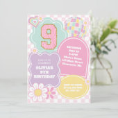 Pastellpastellpflaster 9. Geburtstag Einladung (Stehend Vorderseite)