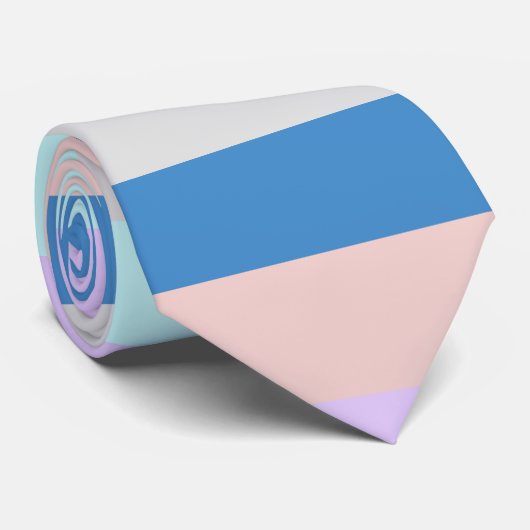 Pastellpfirsich lila Minzgraublauer Farbblock Krawatte (Gerollt)