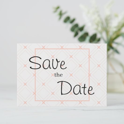 Pastellpfirsich und Cream Geometric Save The Date (Stehend Vorderseite)