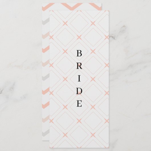 Pastellpfirsich und geometrische Creme Menükarte (Vorne/Hinten)