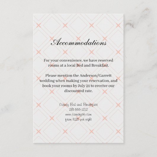 Pastellpfirsich und geometrische Gold Begleitkarte (Vorderseite)