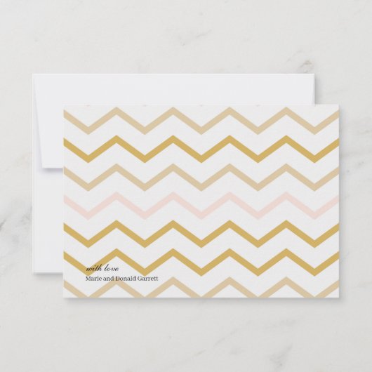 Pastellpfirsich und geometrische Gold Dankeskarte (Rückseite)