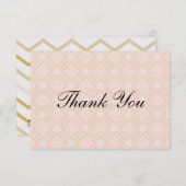 Pastellpfirsich und geometrische Gold Dankeskarte (Vorne/Hinten)