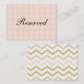 Pastellpfirsich und geometrische Gold Platzkarte (Vorne/Hinten)