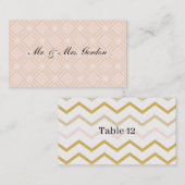 Pastellpfirsich und geometrische Gold Platzkarte (Vorne/Hinten)