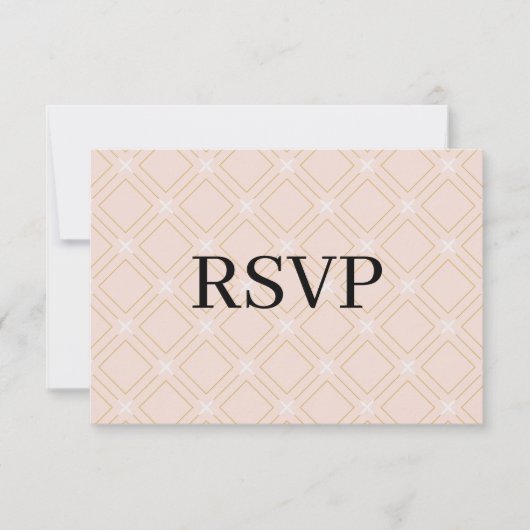 Pastellpfirsich und geometrische Gold RSVP Karte (Vorderseite)