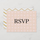 Pastellpfirsich und geometrische Gold RSVP Karte (Vorne/Hinten)