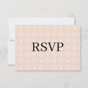 Pastellpfirsich und geometrische Gold RSVP Karte