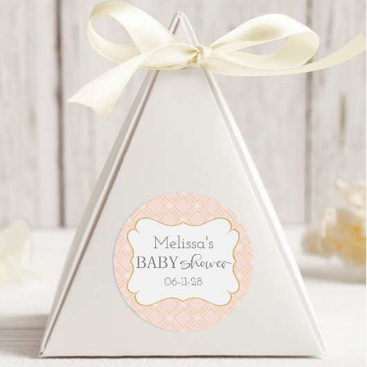 Pastellpfirsich und geometrische Gold Runder Aufkleber