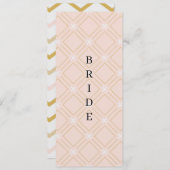 Pastellpfirsich und geometrischer Gold-Lehrstuhl Menükarte (Vorne/Hinten)