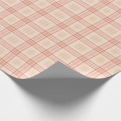 Pastellpfirsich und Tartan-Creme Geschenkpapier (Ecke)