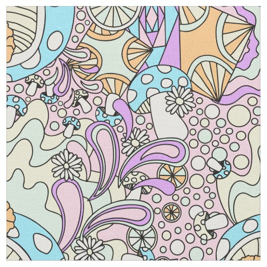 Pastellpsychedelisch auf rosa Stoff (Nahaufnahme)