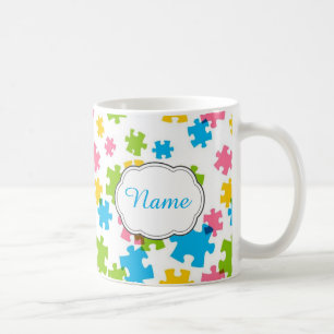 Pastellpuzzlespiel-Stück-personalisierte Tasse