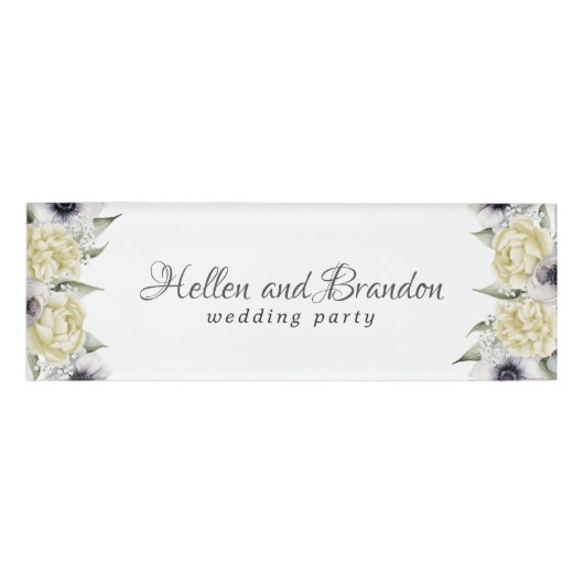 Pastellrahmen mit Shabby-Chic-Blume Namenschild (Vorderseite)