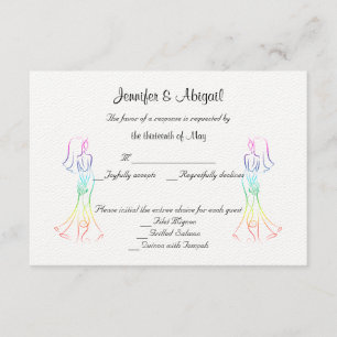 Pastellregenbogen-Braut-Hochzeits-Wartekarte RSVP Karte