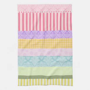 Pastellregenbogen-Brokat-Streifen-kariertes Handtuch