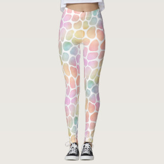 Pastellregenbogen-Giraffen-Aquarell Whitespace Leggings
