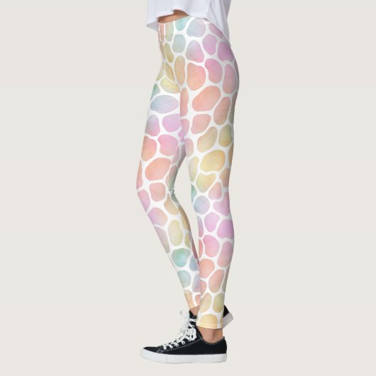 Pastellregenbogen-Giraffen-Aquarell Whitespace Leggings (Links)
