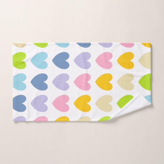 Pastellregenbogen-Herzen Badhandtuch Set (Handtuch)