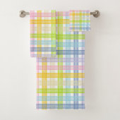 Pastellregenbogen kariert badhandtuch set (Insitu)