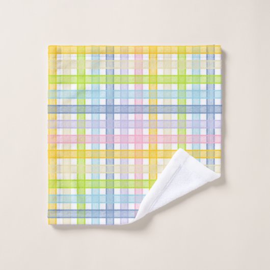 Pastellregenbogen kariert badhandtuch set (Waschlappen)