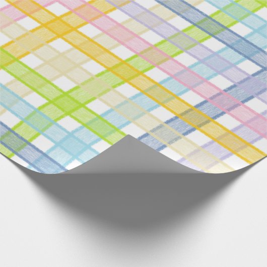 Pastellregenbogen kariert geschenkpapier (Ecke)