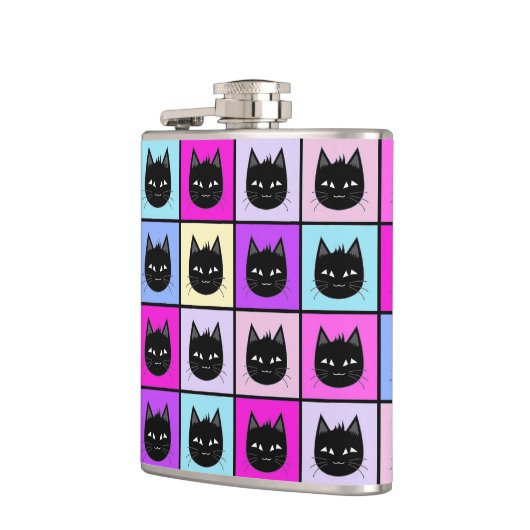 Pastellregenbogen-Katzen-Muster Flachmann (Links)