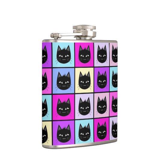 Pastellregenbogen-Katzen-Muster Flachmann (Rechts)