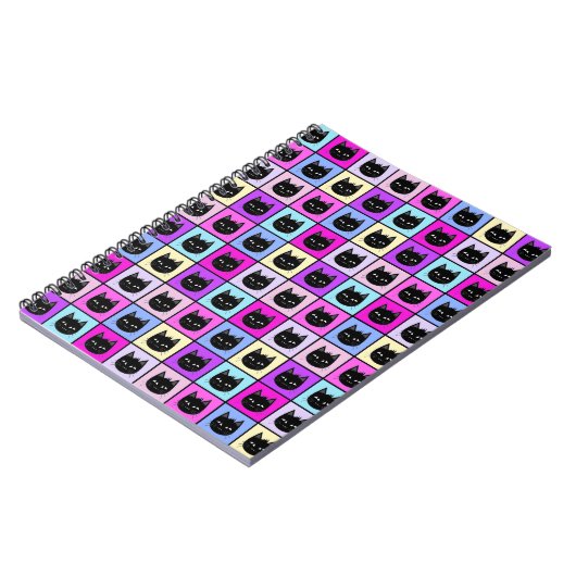 Pastellregenbogen-Katzen-Muster Notizblock (Linke Seite)