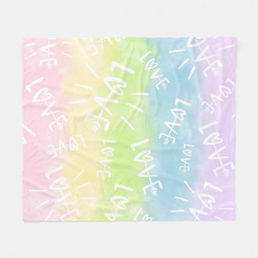 Pastellregenbogen-Liebe Fleecedecke (Vorderseite (Horizontal))