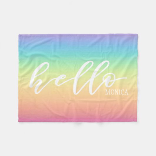 Pastellregenbogen Ombre Chic hallo personalisiert Fleecedecke (Vorderseite (Horizontal))