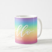 Pastellregenbogen Ombre Chic hallo personalisiert Kaffeetasse (VorderseiteRechts)