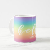 Pastellregenbogen Ombre Chic hallo personalisiert Kaffeetasse (Vorderseite Links)