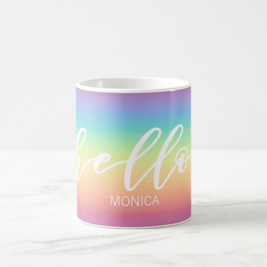 Pastellregenbogen Ombre Chic hallo personalisiert Kaffeetasse (Mittel)