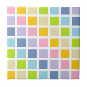 Pastellregenbogen-Quadrate Fliese