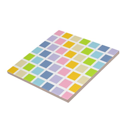 Pastellregenbogen-Quadrate Fliese (Seite)