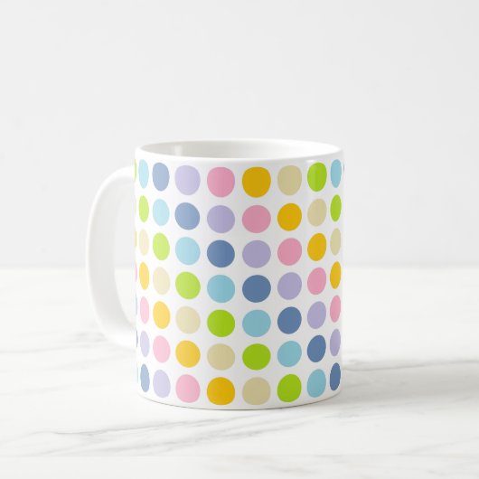 Pastellregenbogen-Tupfen Kaffeetasse (Vorderseite Links)
