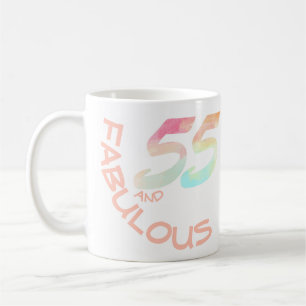 Pastellregenbogen-Typografie 55 Jährig-Geburtstag Kaffeetasse
