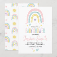 Pastellregenbogen und Herz-Babydusche laden ein