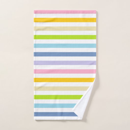 Pastellregenbogen und weiße Streifen Badhandtuch Set (Handtuch)