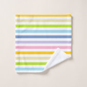 Pastellregenbogen und weiße Streifen Badhandtuch Set (Waschlappen)