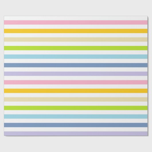Pastellregenbogen und weiße Streifen Geschenkpapier (Flach)
