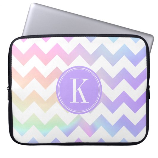 Pastellregenbogen-weißes Zickzack Laptopschutzhülle (Vorderseite)