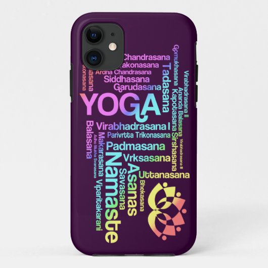 Pastellregenbogen-Yoga-Positionen in Sanskrit Case-Mate iPhone Hülle (Rückseite)