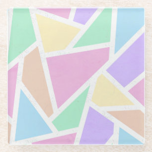 Pastellregenbogenmosaik Glasuntersetzer