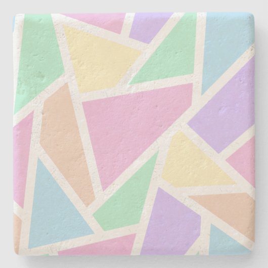 Pastellregenbogenmosaik Steinuntersetzer (Vorderseite)