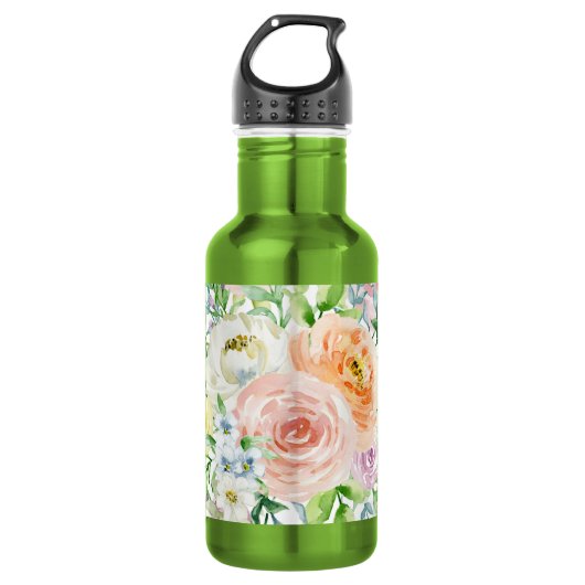 Pastellromantischer Garten Edelstahlflasche (Vorderseite)