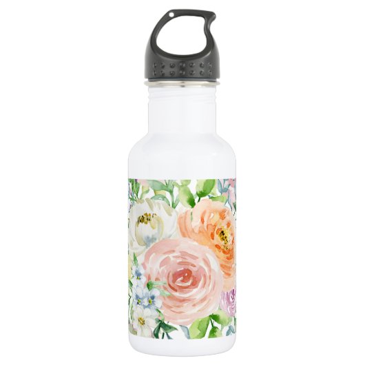 Pastellromantischer Garten Edelstahlflasche (Vorderseite)